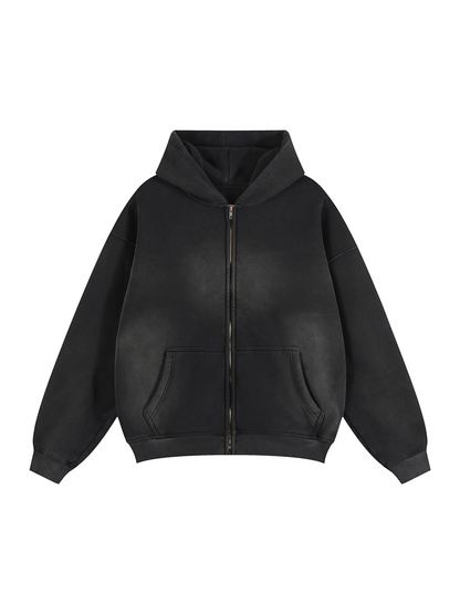 Sunfade Two-way Zipper Boxy Fleece Hoodie