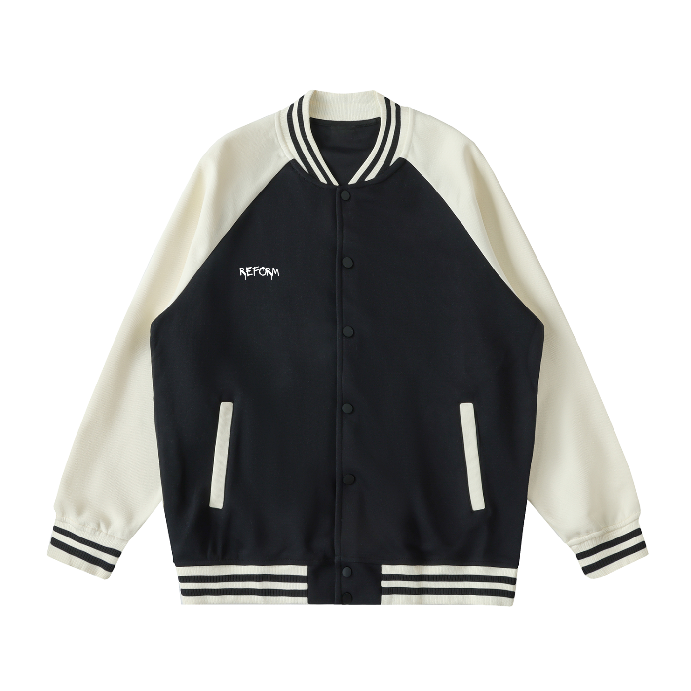 Two Tone Raglan Sleeve Varsity Jacket