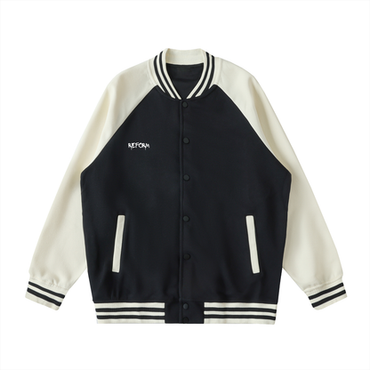 Two Tone Raglan Sleeve Varsity Jacket