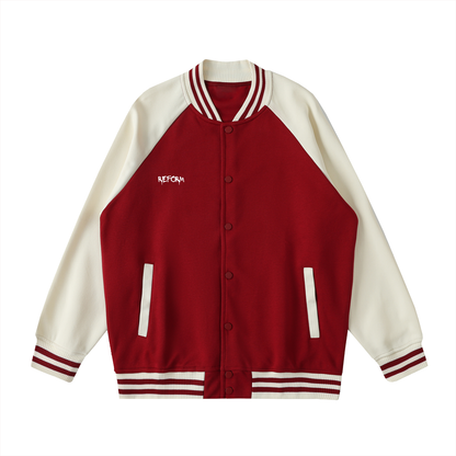 Two Tone Raglan Sleeve Varsity Jacket