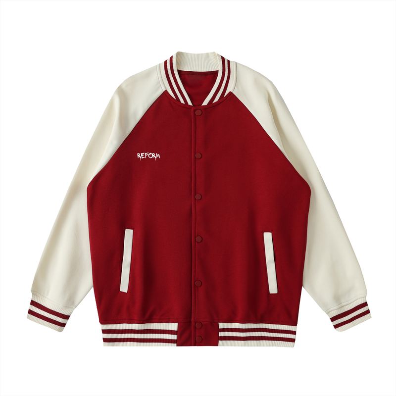 Two Tone Raglan Sleeve Varsity Jacket