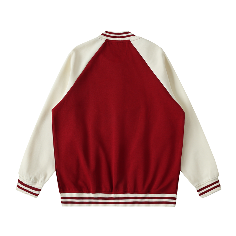 Two Tone Raglan Sleeve Varsity Jacket
