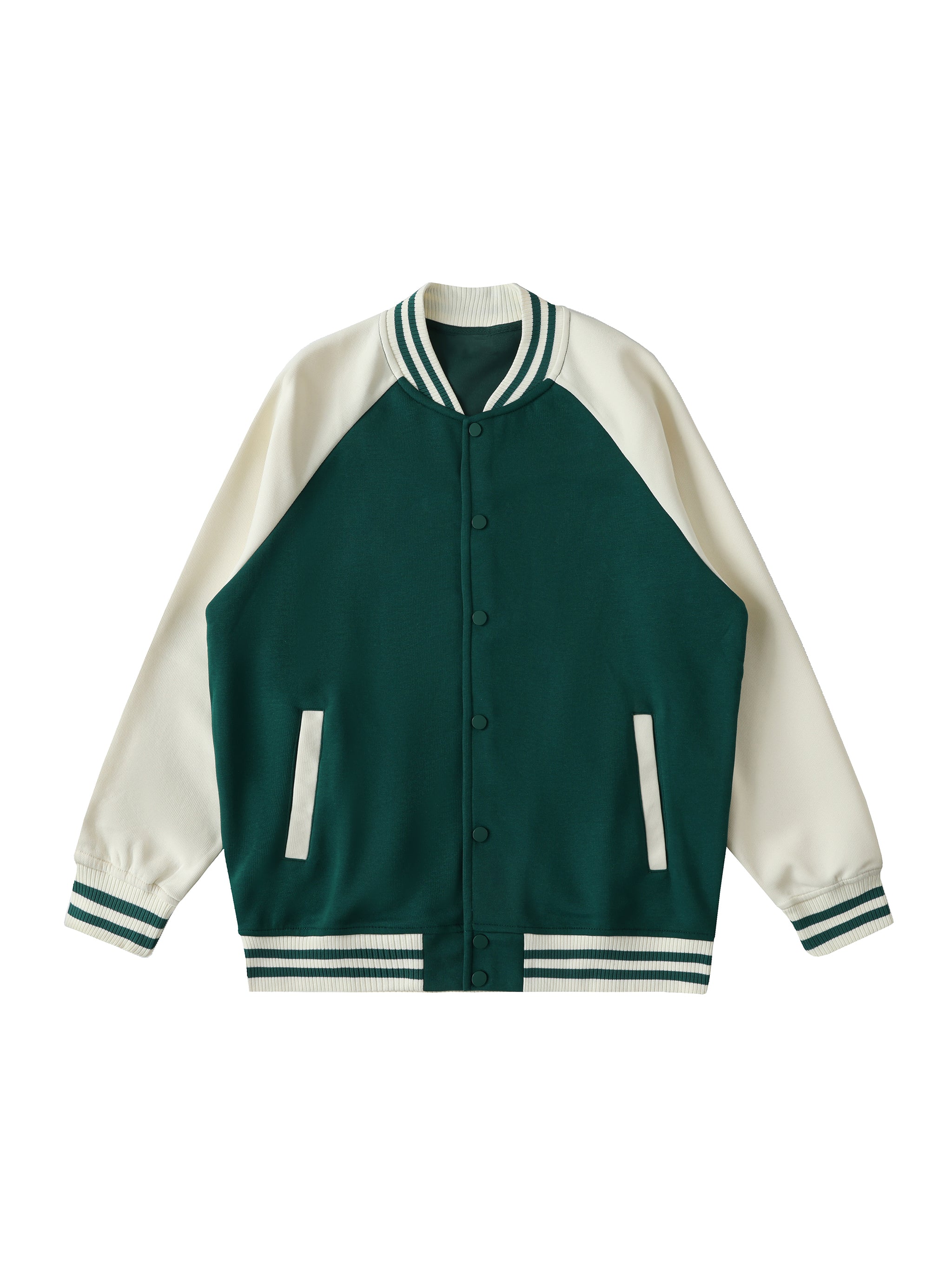 Two Tone Raglan Sleeve Varsity Jacket