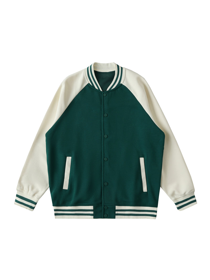 Two Tone Raglan Sleeve Varsity Jacket