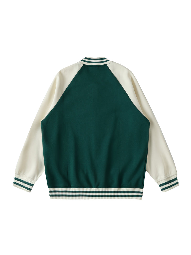 Two Tone Raglan Sleeve Varsity Jacket