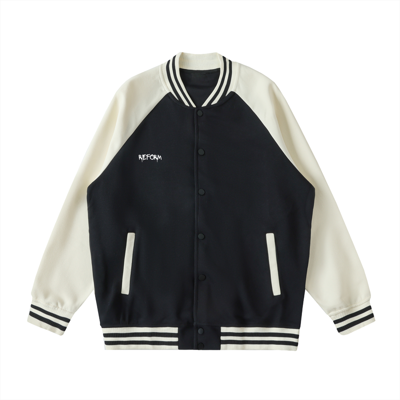 Two Tone Raglan Sleeve Varsity Jacket