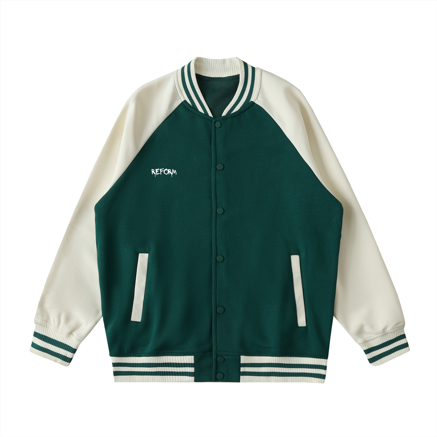 Two Tone Raglan Sleeve Varsity Jacket