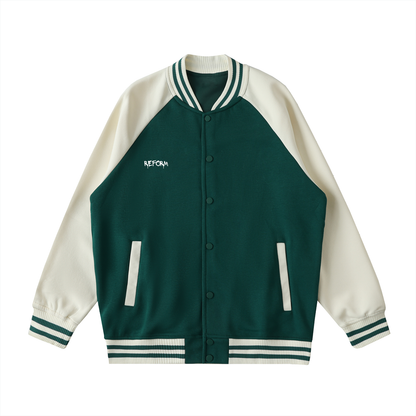 Two Tone Raglan Sleeve Varsity Jacket