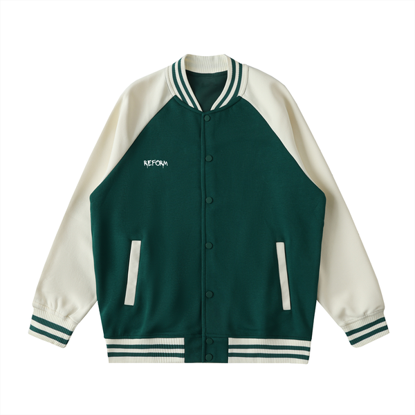 Two Tone Raglan Sleeve Varsity Jacket