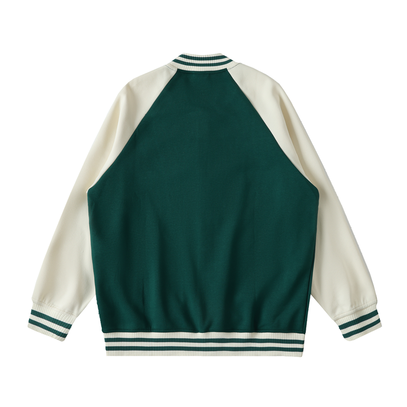 Two Tone Raglan Sleeve Varsity Jacket