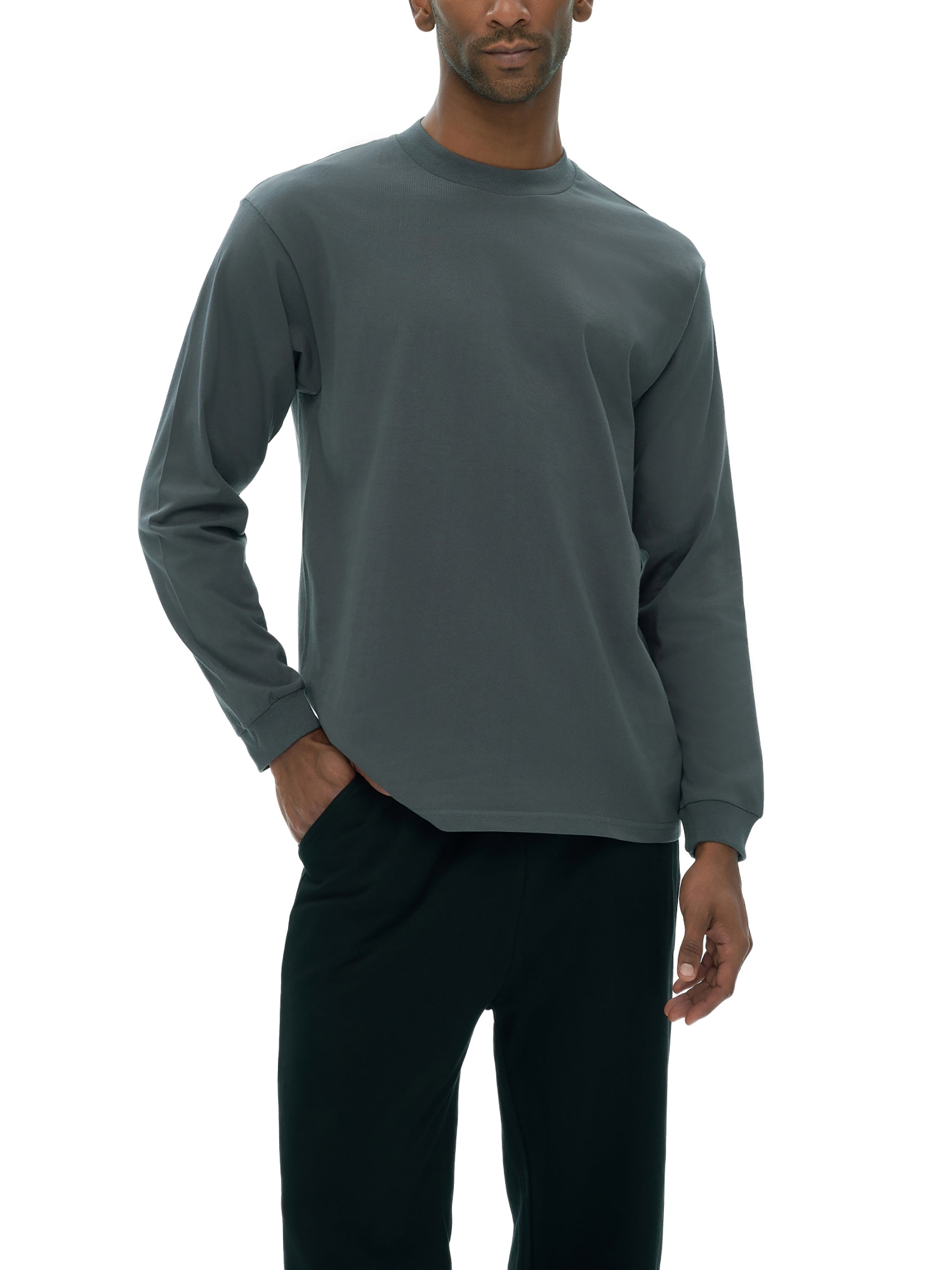 Heavyweight 100% Cotton Drop Shoulder Long Sleeve Shirt - 270gsm