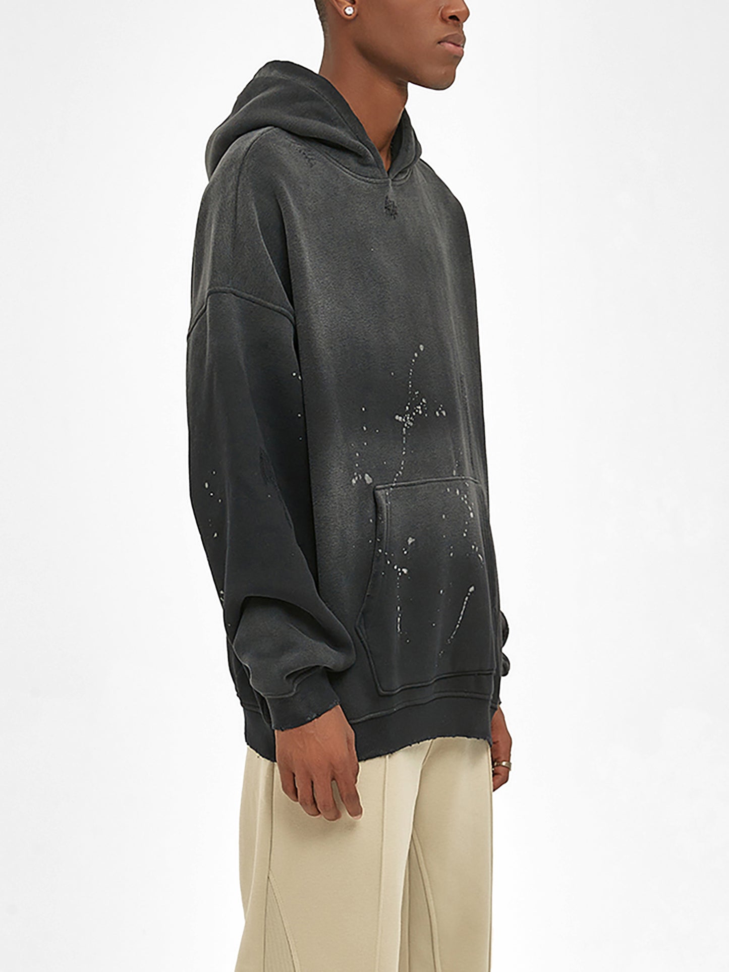 Vintage Wash Frayed Fleece Hoodie - 360 GSM