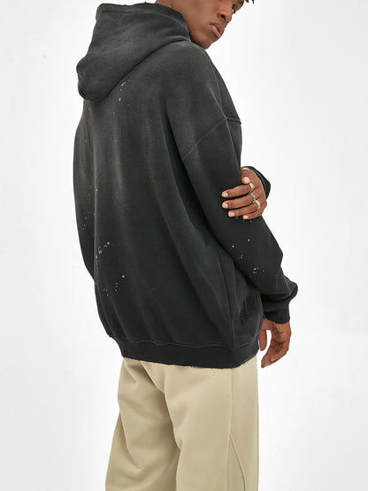 Vintage Wash Frayed Fleece Hoodie - 360 GSM