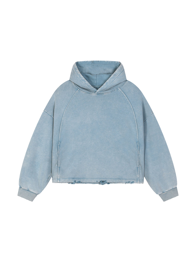 Vintage Washed Frayed-Hem Hoodie