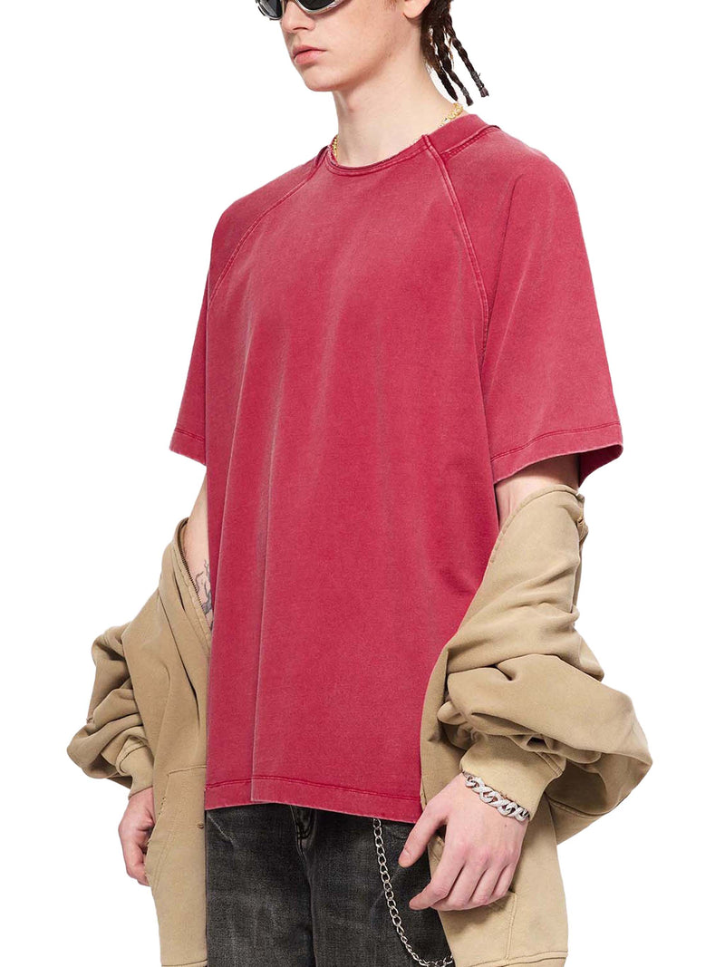 Vintage Washed Raglan Cotton T-Shirt