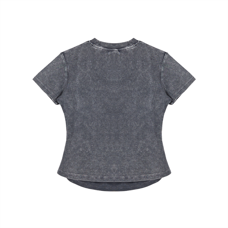 Vintaged-Wash Bodycon Cotton T-Shirt
