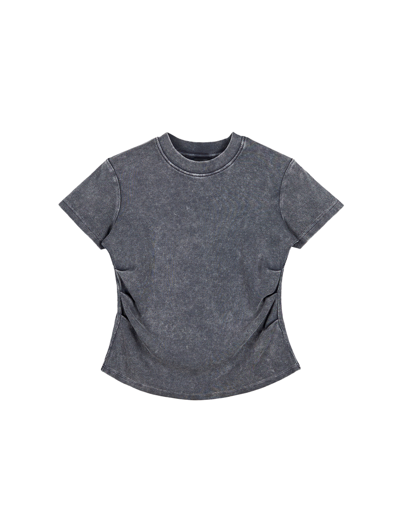Vintaged-Wash Bodycon Cotton T-Shirt