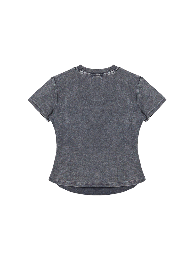 Vintaged-Wash Bodycon Cotton T-Shirt