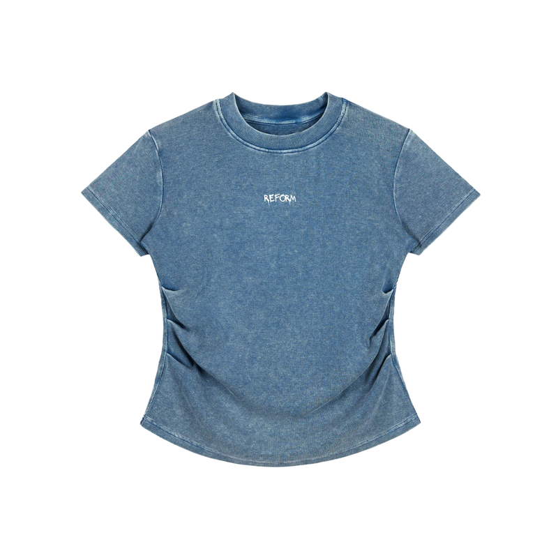 Vintaged-Wash Bodycon Cotton T-Shirt