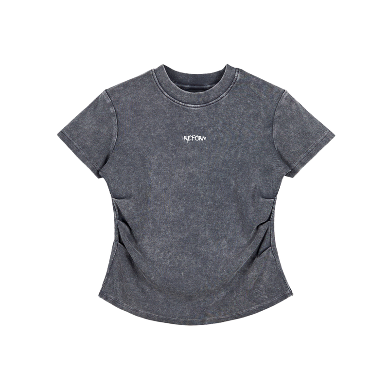 Vintaged-Wash Bodycon Cotton T-Shirt