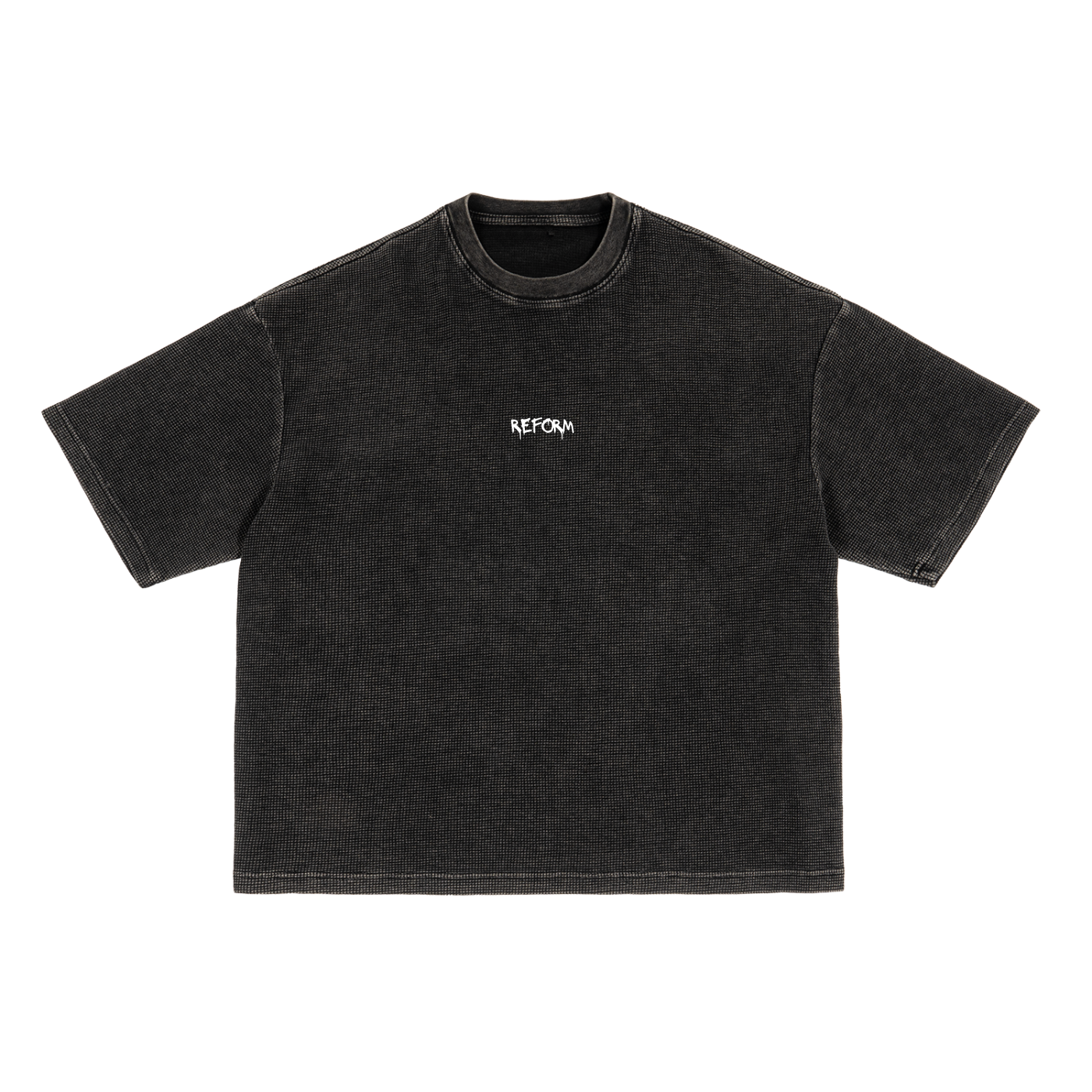 Waffle-Texture Washed Boxy T-Shirt