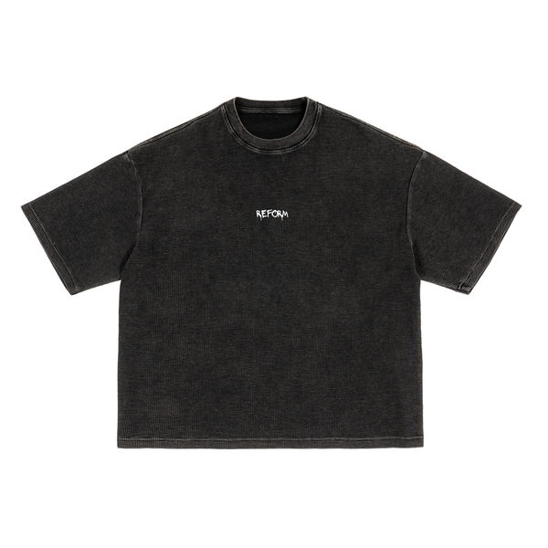 Waffle-Texture Washed Boxy T-Shirt