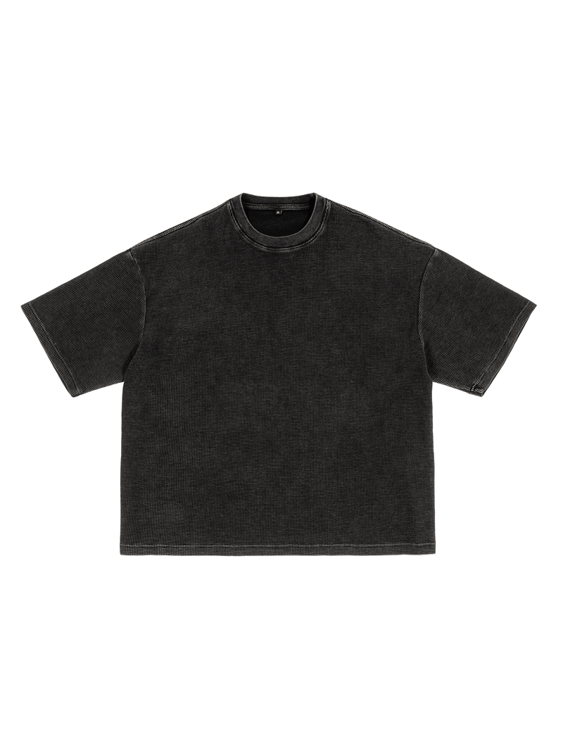 Waffle-Texture Washed Boxy T-Shirt