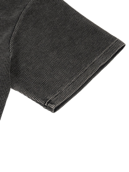 Waffle-Texture Washed Boxy T-Shirt