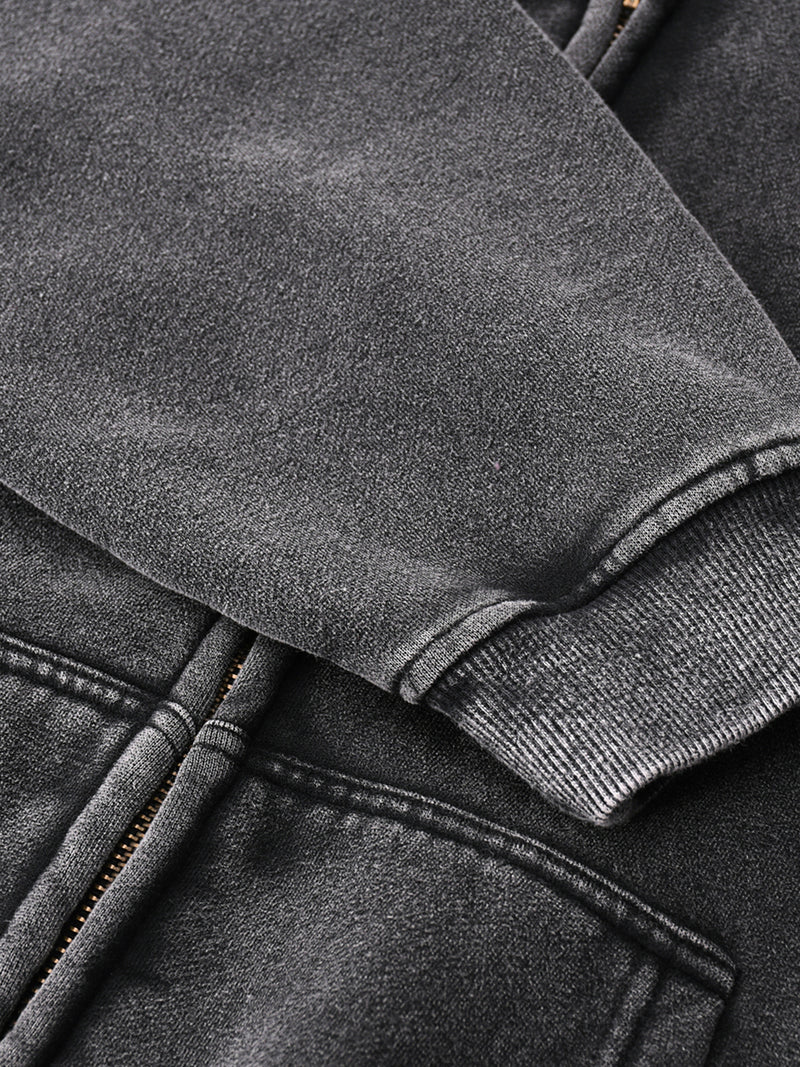 Zip-Through Boxy Fleece Hoodie