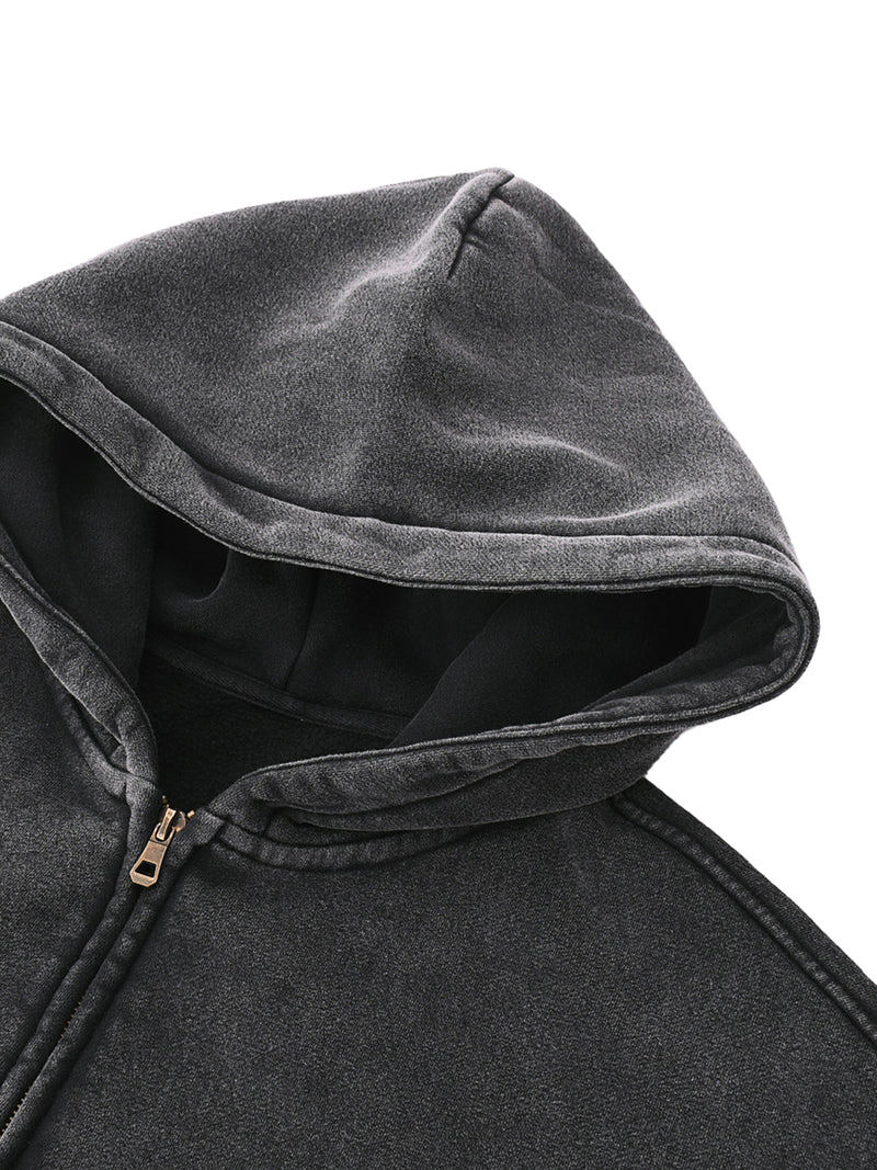 Zip-Through Boxy Fleece Hoodie