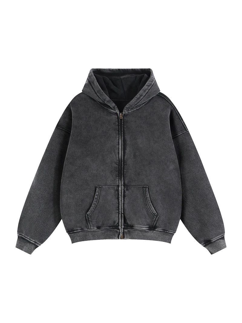 Zip-Through Boxy Fleece Hoodie