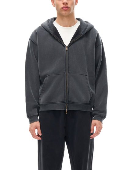 Zip-Through Boxy Fleece Hoodie