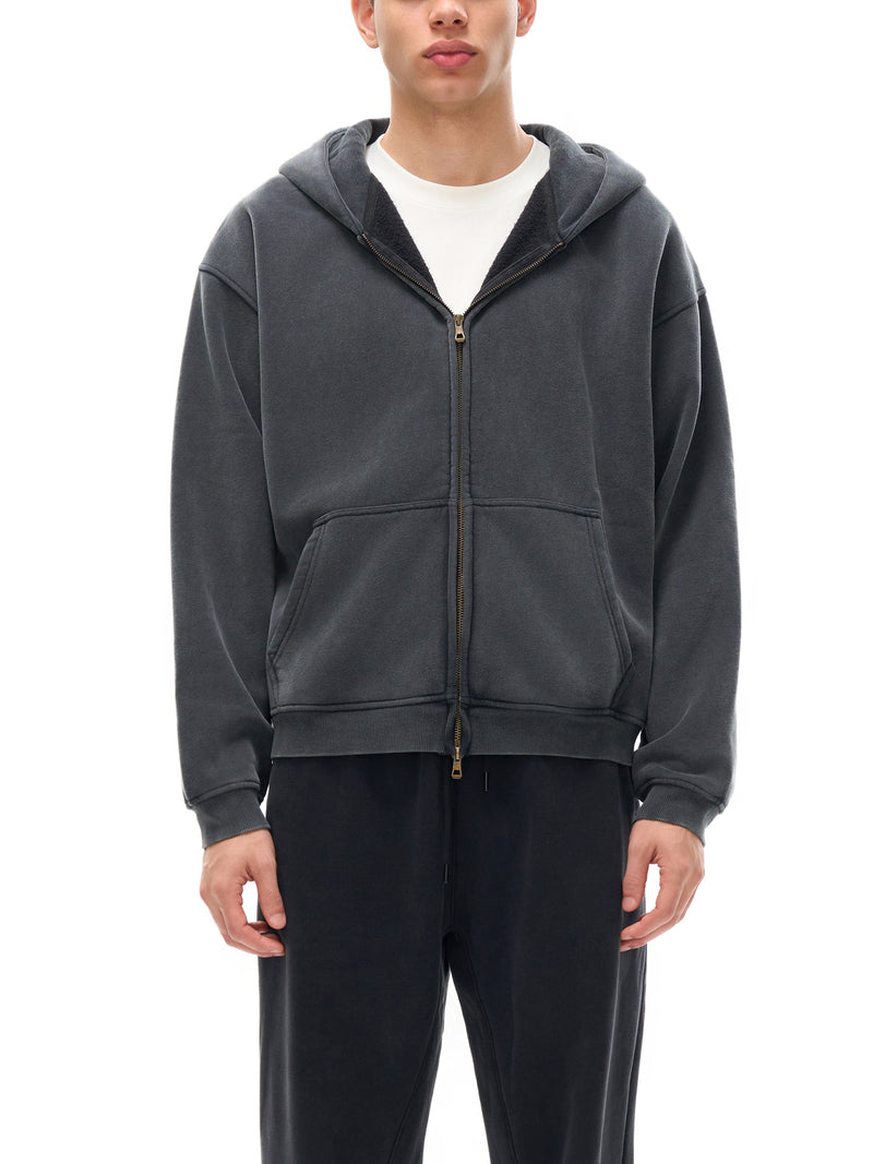 Zip-Through Boxy Fleece Hoodie