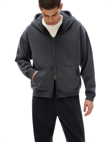 Zip-Through Boxy Fleece Hoodie